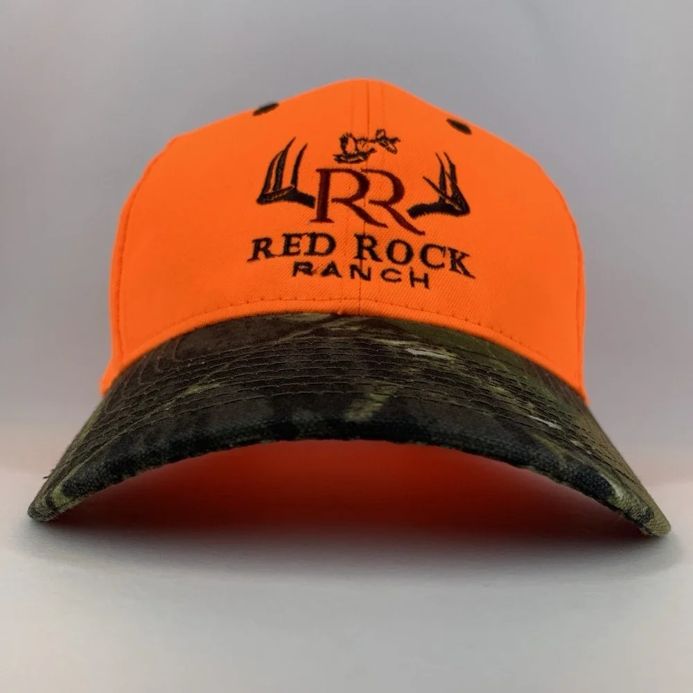 Red Rock Ranch Hat Marland OK Blaze Orange Camo Adjustable Structured Cap